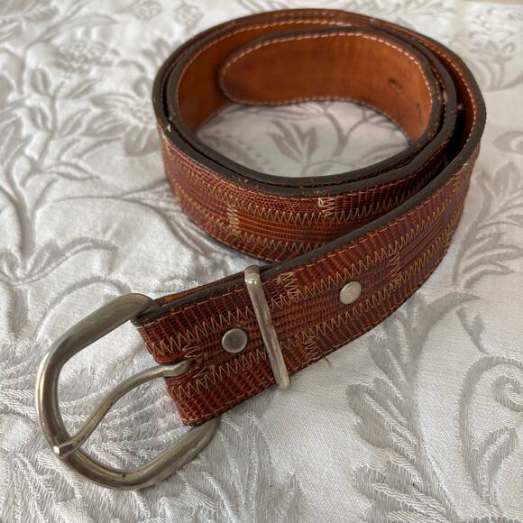 FORT WORTH LEATHER Belt Tan Sz34 Western Southern Ranchcore Cowgirl Countryside - Picture 1 of 4